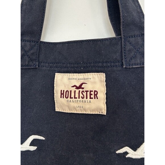 Hollister Canvas Tote Book Bag Embroidered Seagull Logo 2000's Y2k - Picture 2 of 8